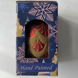 Best Pysanky Red Gold The Egg Glass Christmas Ornament Hand Painted